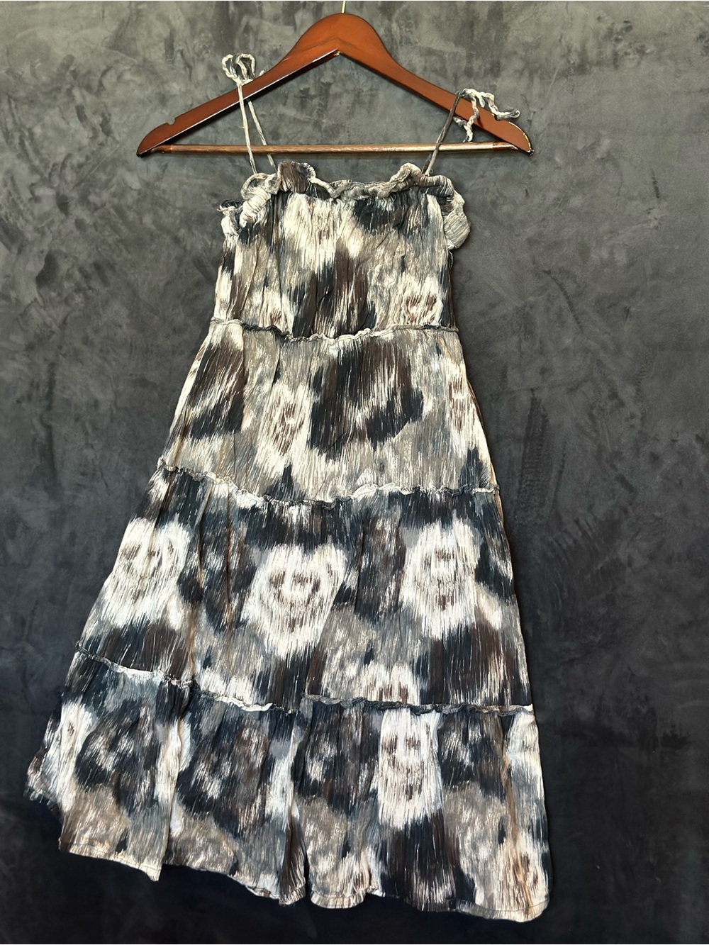 Old Navy Tiered Midi Dress - Black & White Tie-Dye